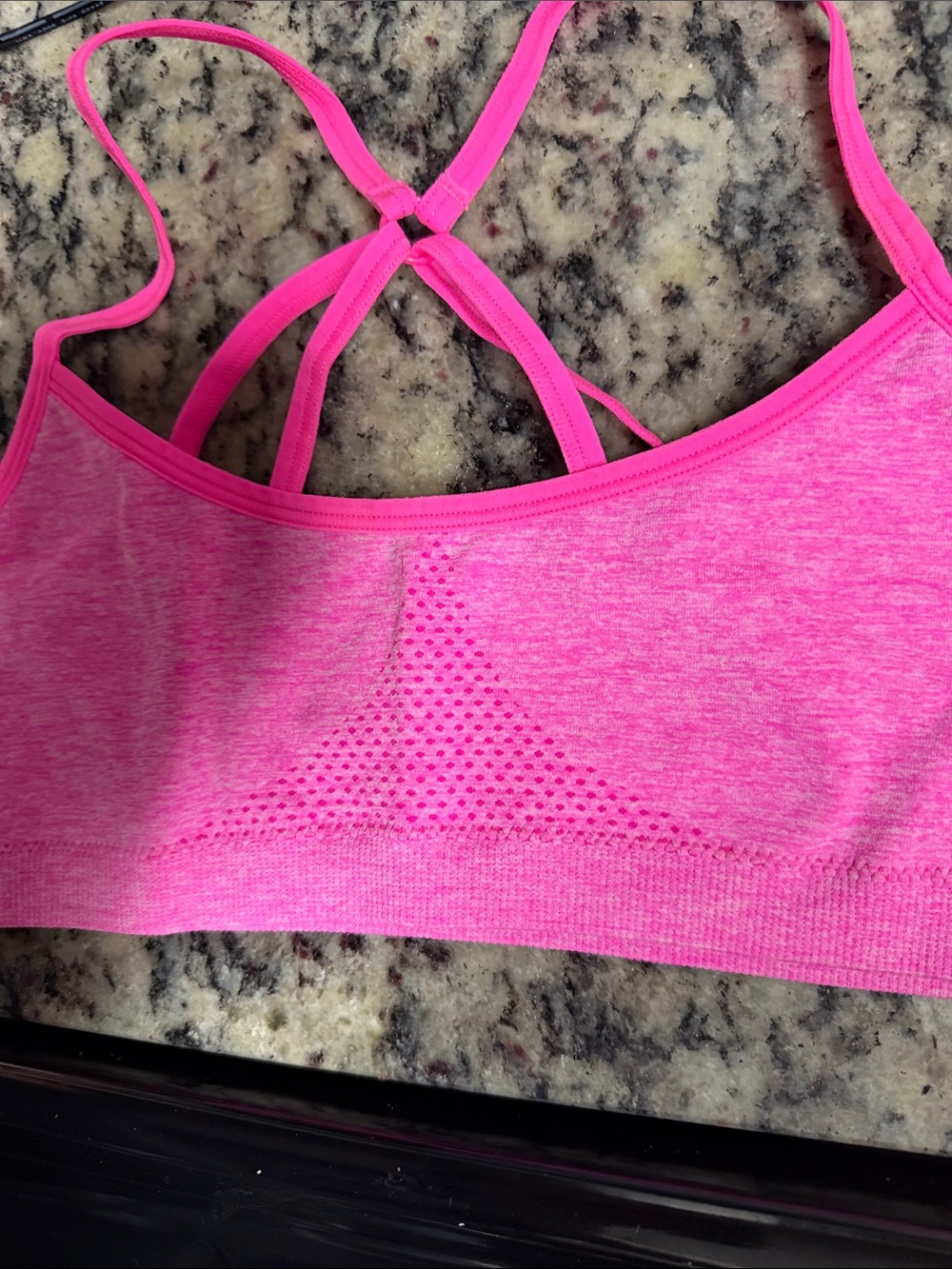 Hanes Neon Pink Strappy Seamless Sports Bralette